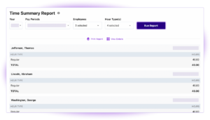 Time Summary Report payroll add-on