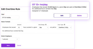 Time card with overtime payroll add-on